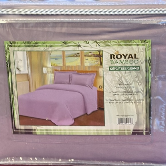 Royal Bamboo King Duvet Cover 3pc Set Purple Orchid - Picture 4 of 7